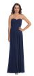 Strapless Pleated Bodice Long Formal Bridesmaid Dress in Navy